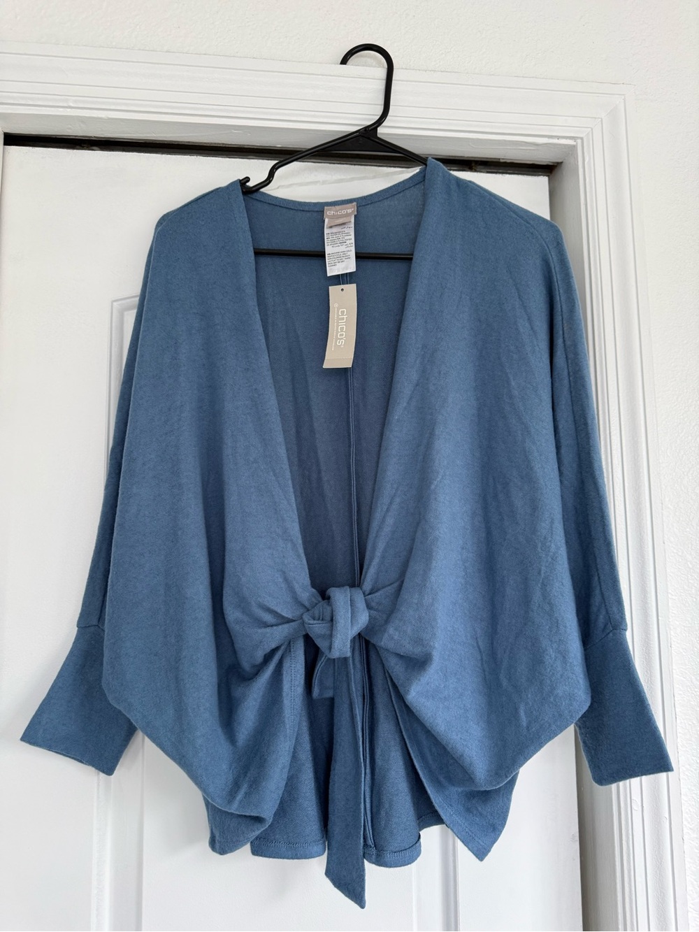 Chico's Dusty Blue Tie-Front Cardigan